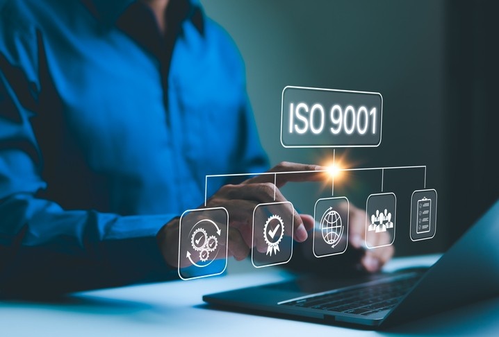 ISO 9001 quality management system interface showing preparation and compliance steps